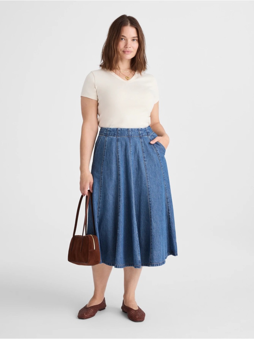 Madewell Plus Flared Denim Midi Skirt: Airy Denim Edition Size 20W - Picture 2 of 6